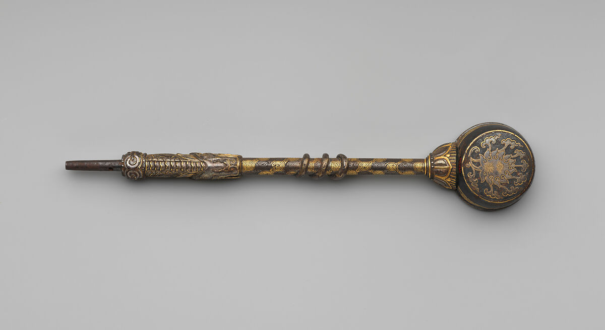 Bowl of a ritual spoon, Iron damascened with gold and silver, China