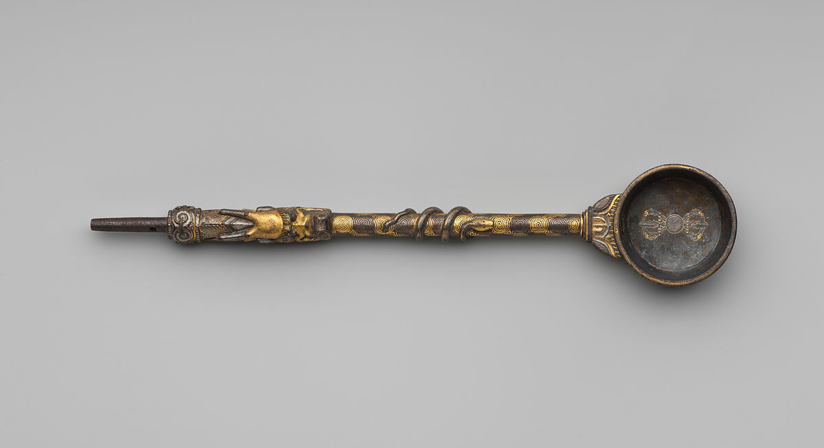 Bowl of a ritual spoon, Iron damascened with gold and silver, China