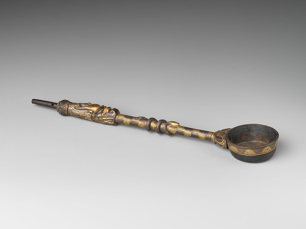 Bowl of a Ritual Spoon, Iron inlaid with gold and silver, China 