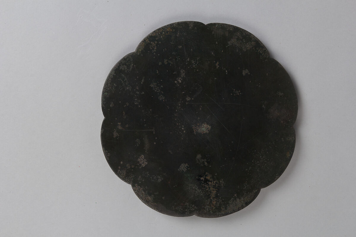 Mirror with paired birds and floral designs, Bronze, China