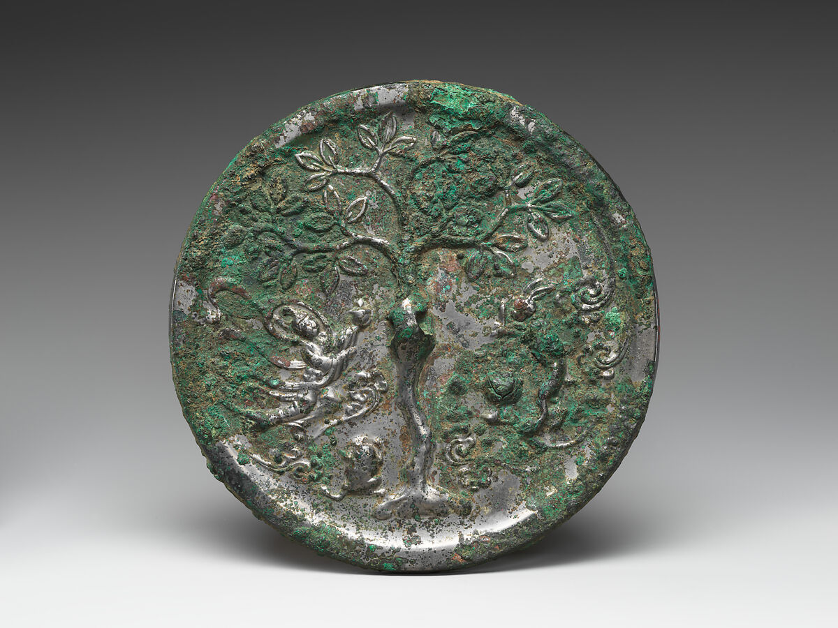 Mirror with moon goddess and rabbit, Bronze, China 