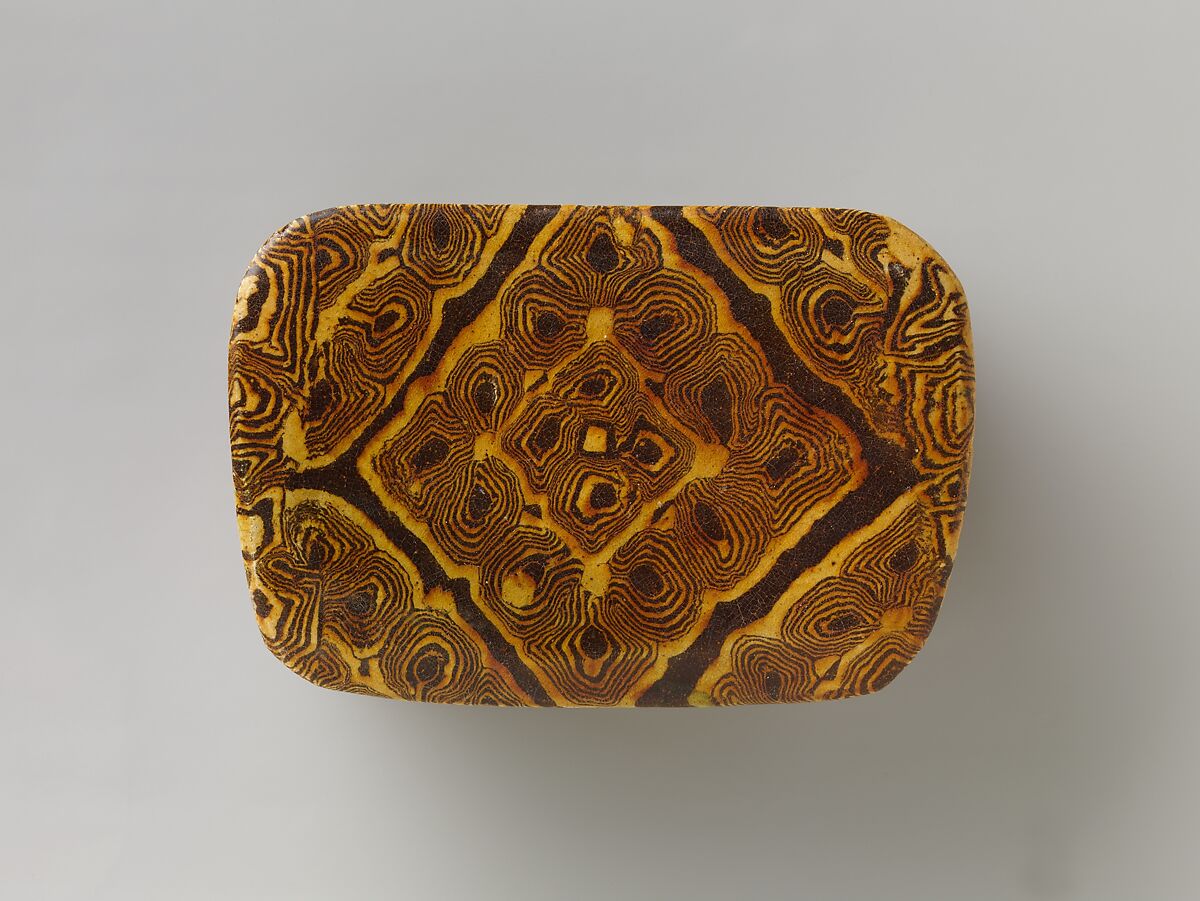 Pillow, Marbled earthenware with yellow glaze, China