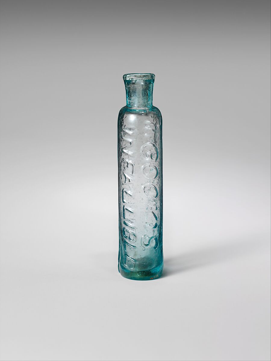 Bottle, Free-blown glass, American 