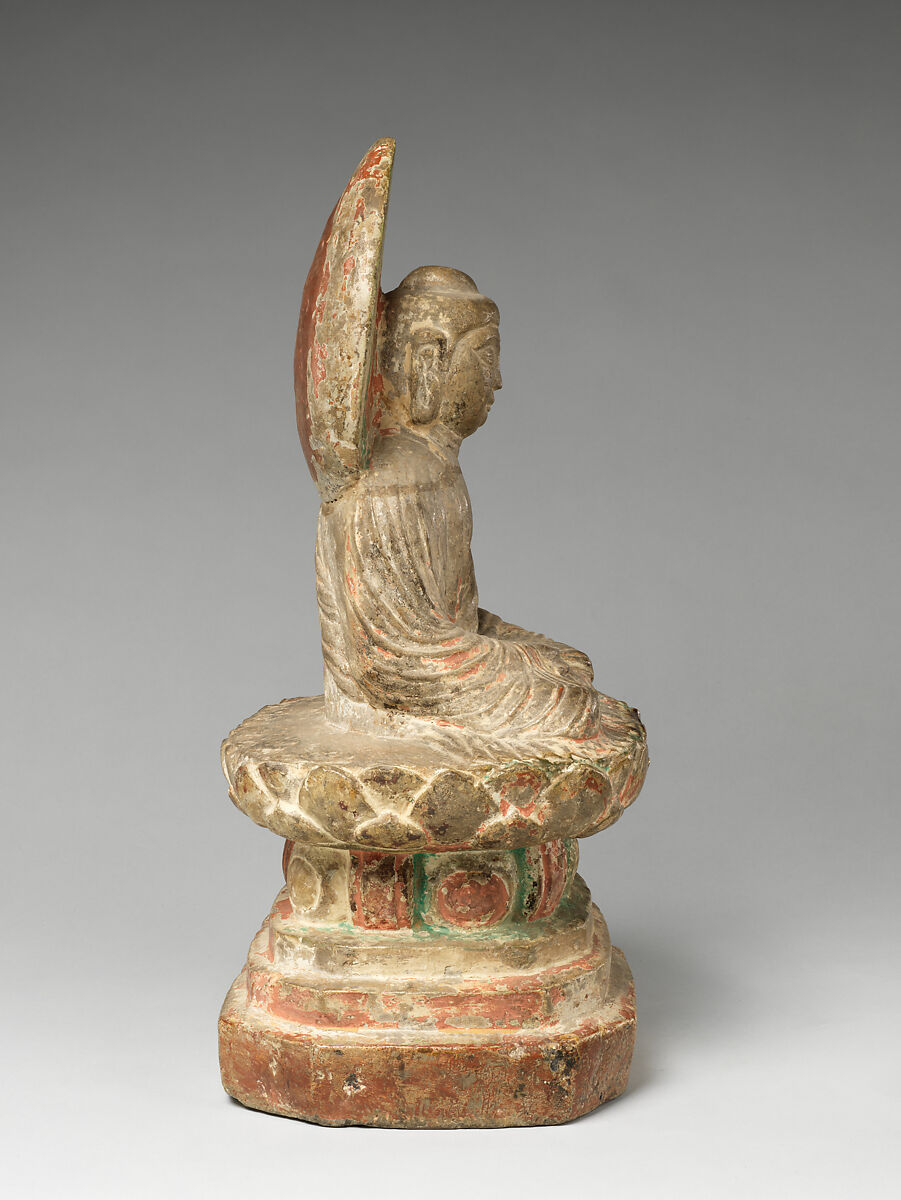 Seated Amida, Marble, paint traces, China