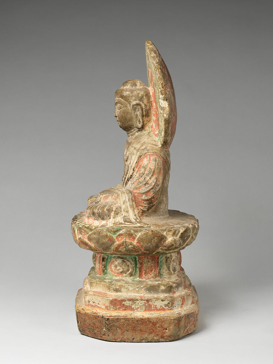 Seated Amida, Marble, paint traces, China