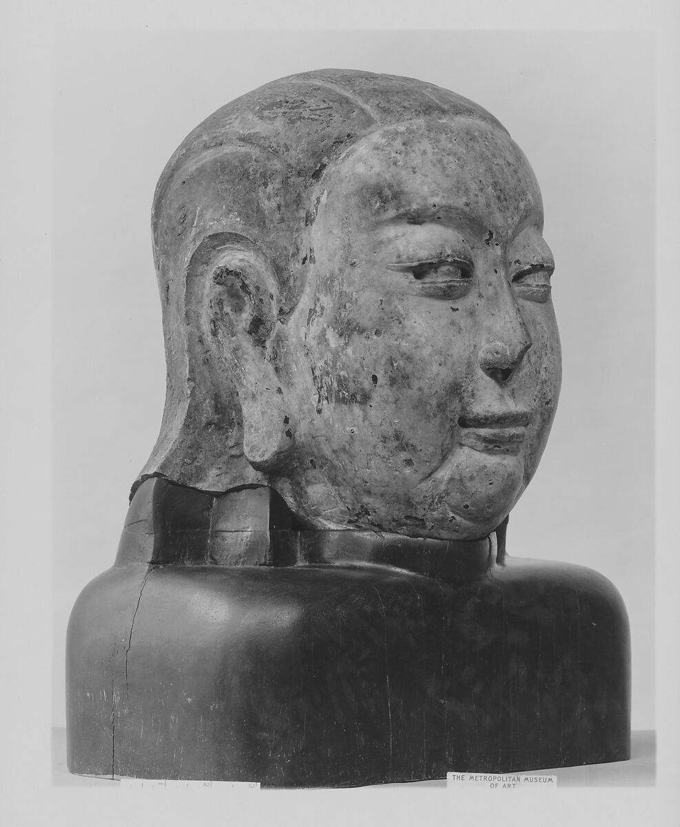 Head of Buddha, Stone, originally painted and gilded, China