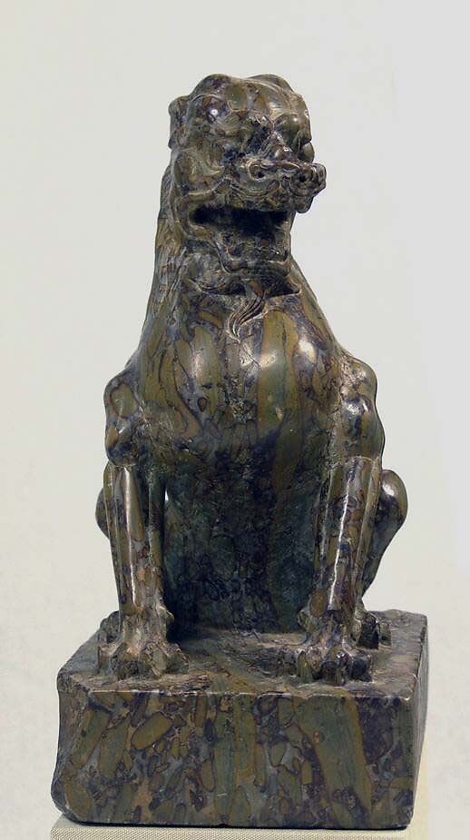 Seated Lion, Conglomerate (pudding stone), China