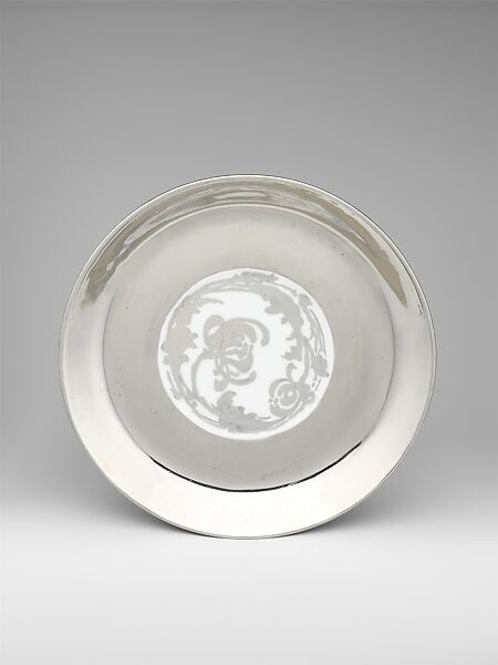 Plate, Anna B. Leonard, Porcelain, overglaze luster decoration, American