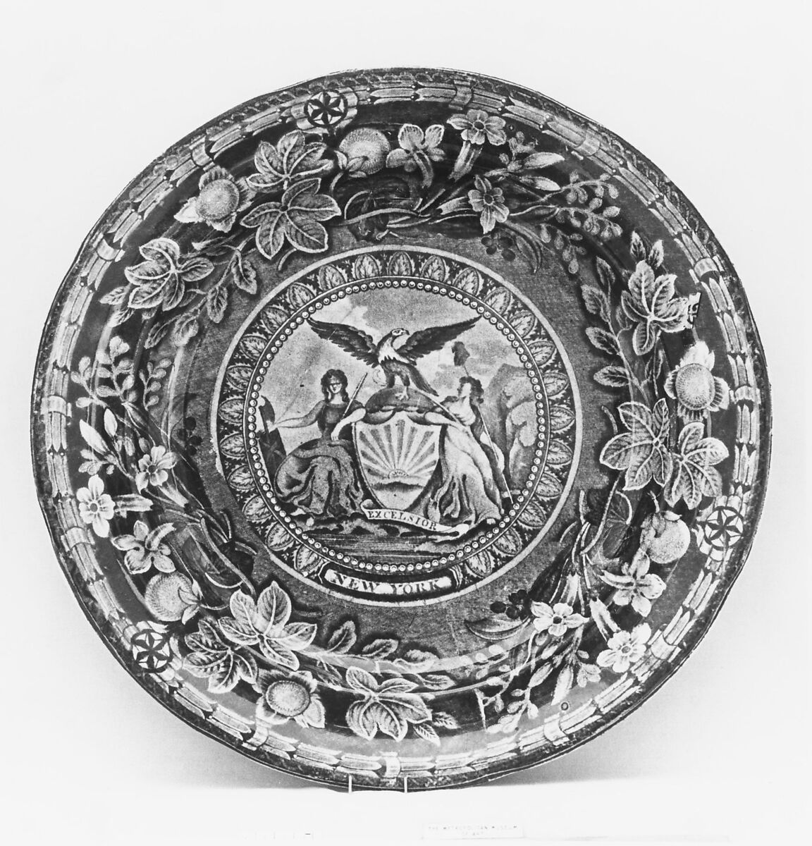 Plate, Thomas Mayer (active ca. 1826–38), Earthenware, transfer-printed, British (American market) 