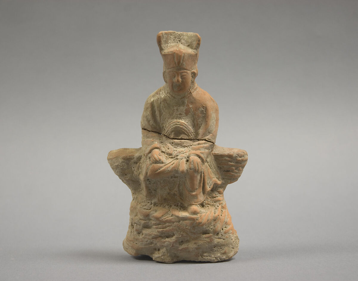 Figure of Seated Official, Red-brown clay, China 