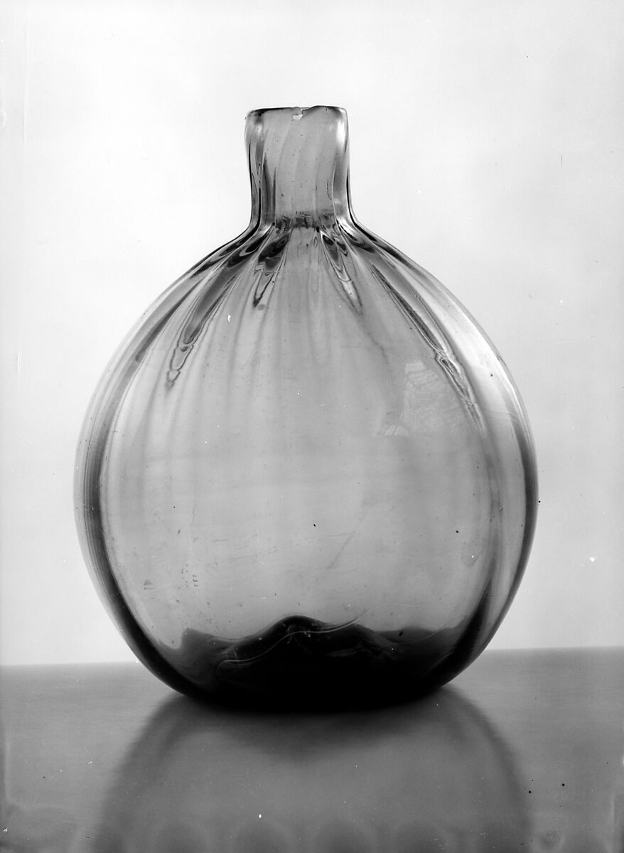 Bottle, Blown pattern-molded glass, American 