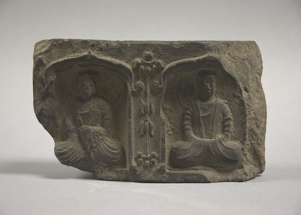 Tile with Buddhist images, Earthenware, China 