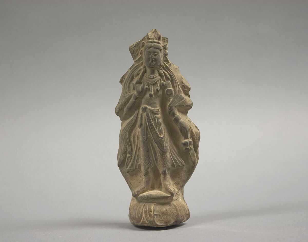 Votive tablet with bodhisattva, Clay, China 