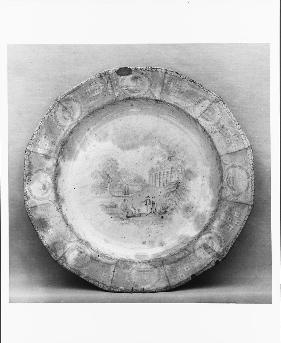 Plate, Mellor, Venables &amp; Co. (active ca. 1834–51), Earthenware, transfer-printed, British (American market) 