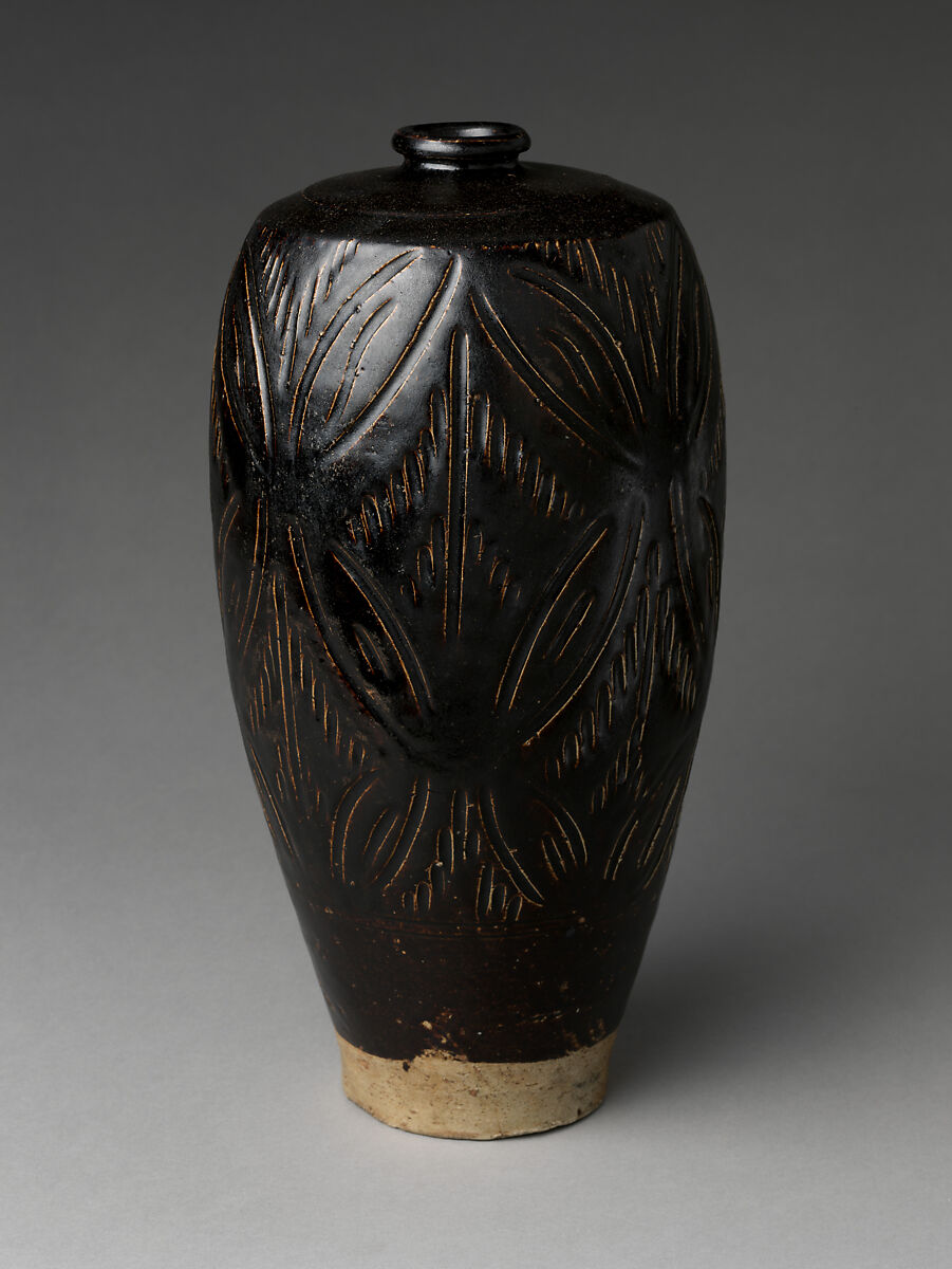 Vase with abstract decoration, Stoneware with carved and incised design under celadon glaze (Cizhou ware), China