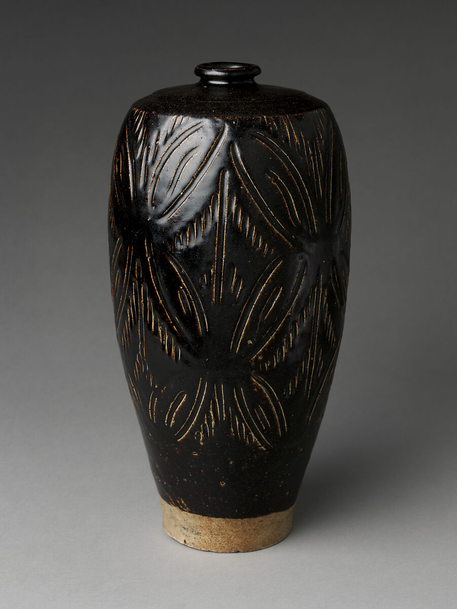 Vase with abstract decoration, Stoneware with carved and incised design under celadon glaze (Cizhou ware), China