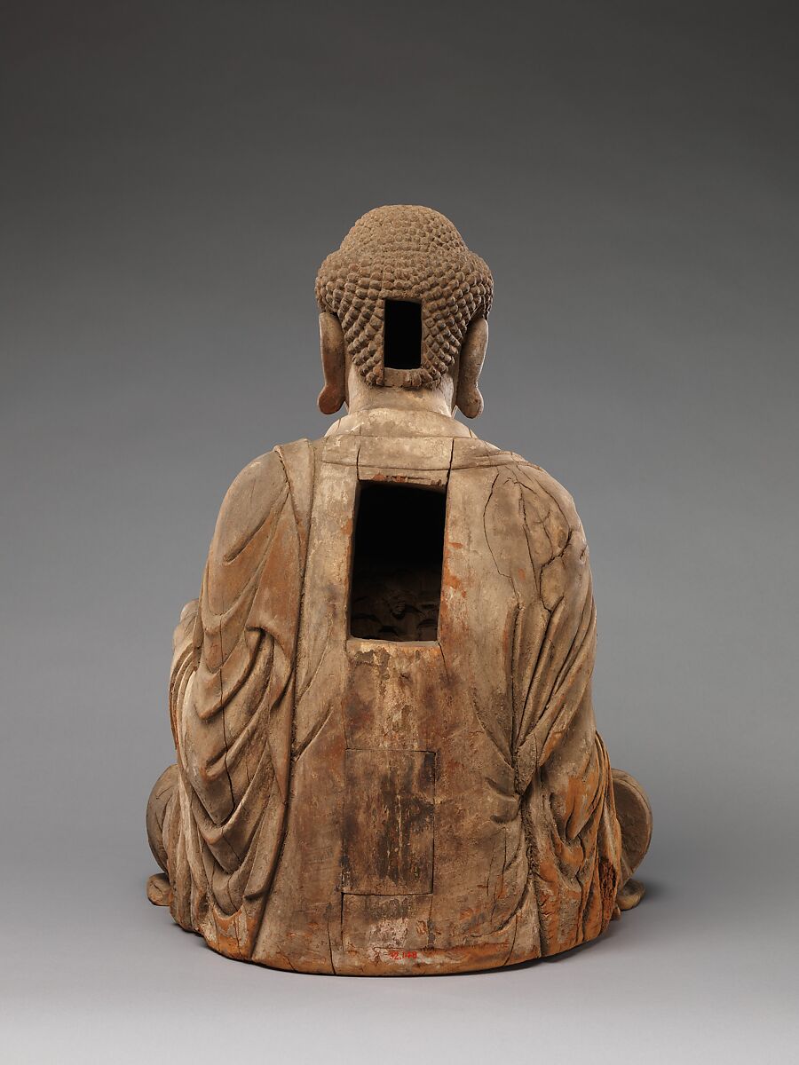 Buddha, probably Shakyamuni (Shijiamouni), Willow wood with pigment, China