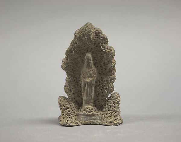 Figure Standing in Grotto, Clay, China 