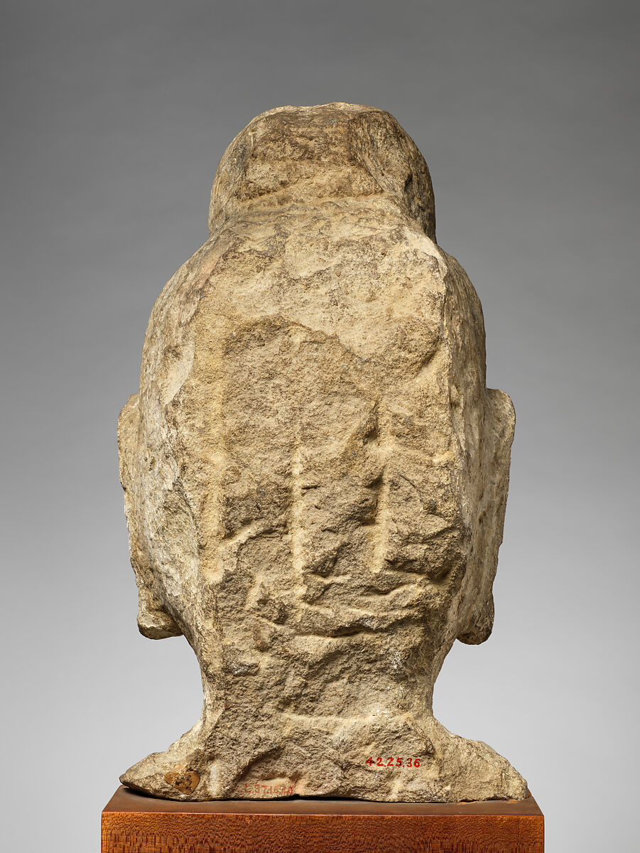 Head of a Buddha, Limestone with traces of pigment, China