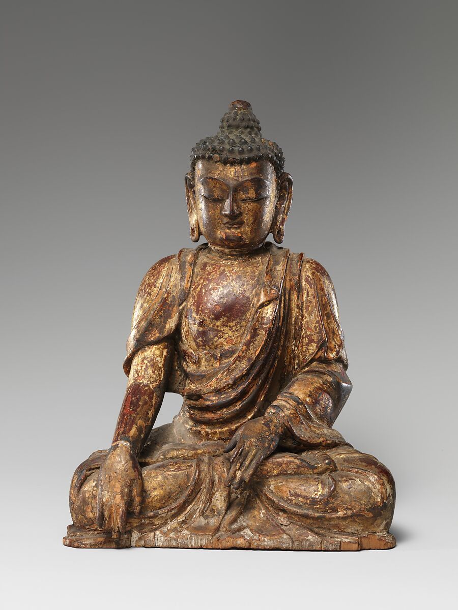 Seated Buddha, Lacquered and gilded wood, China 