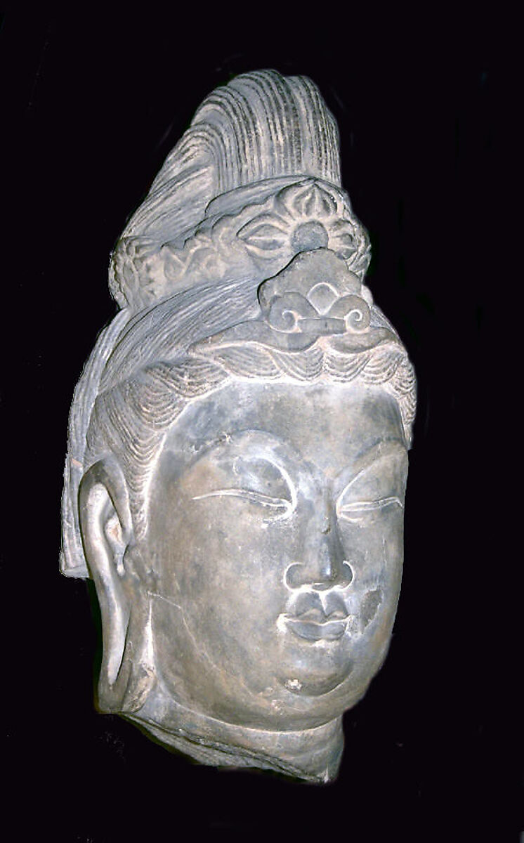 Head of a bodhisattva, Stone, China 