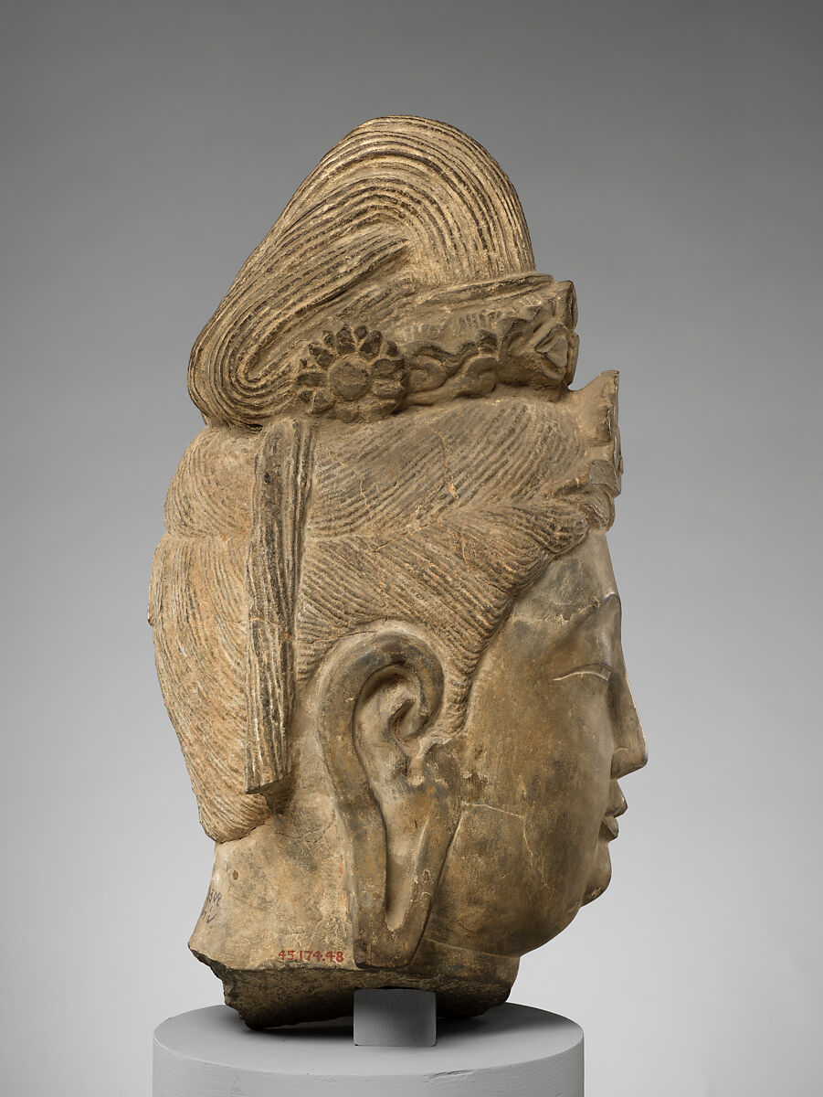 Head of a bodhisattva, Stone, China