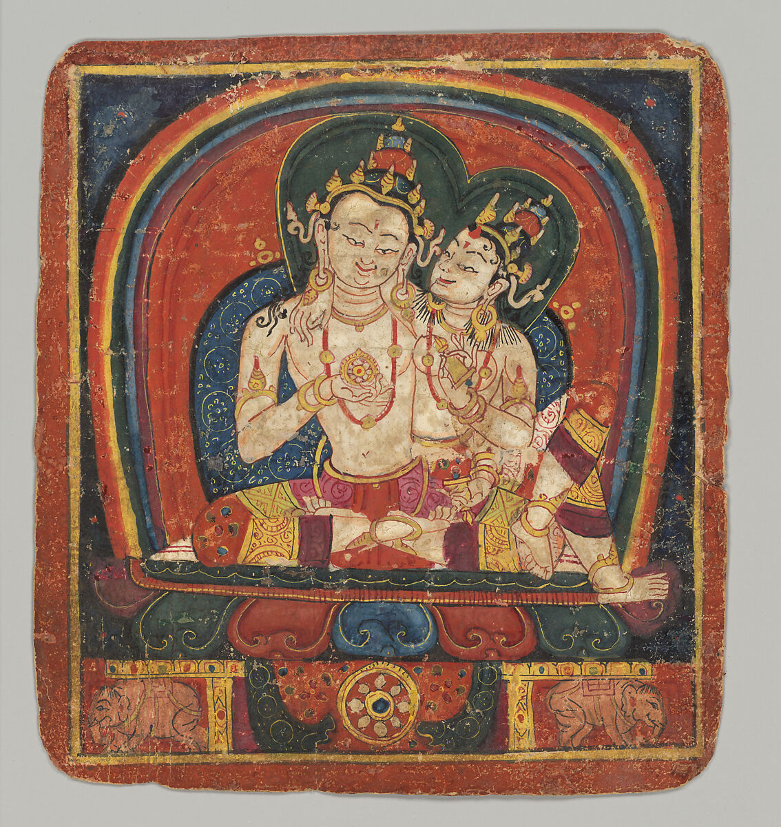 Initiation Card (Tsakalis): Vairochana, Opaque watercolor on paper, Tibet 