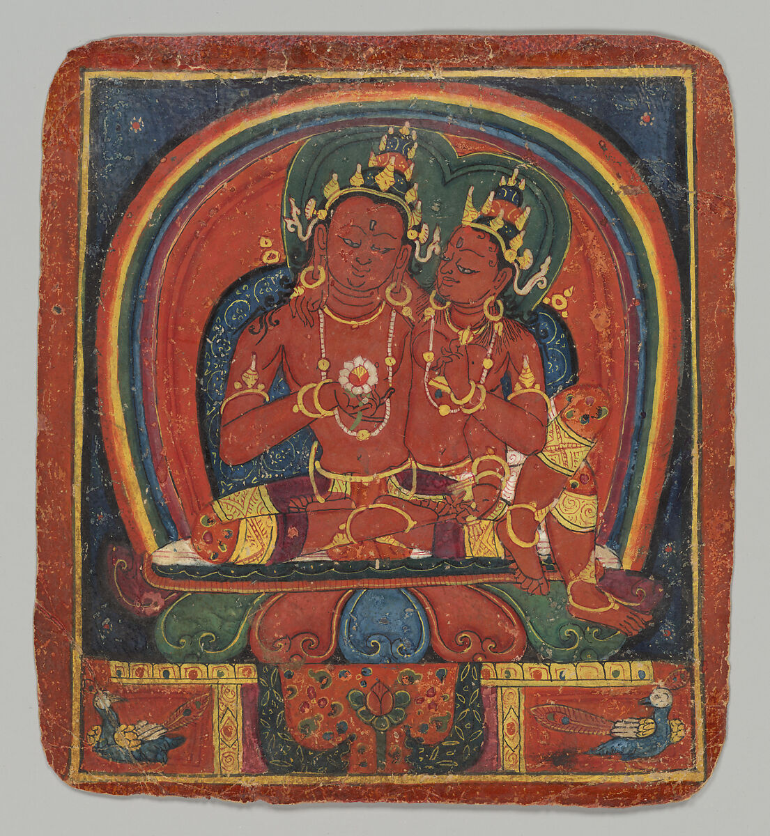 Initiation Card (Tsakalis): Amitabha, Opaque watercolor on paper, Tibet 