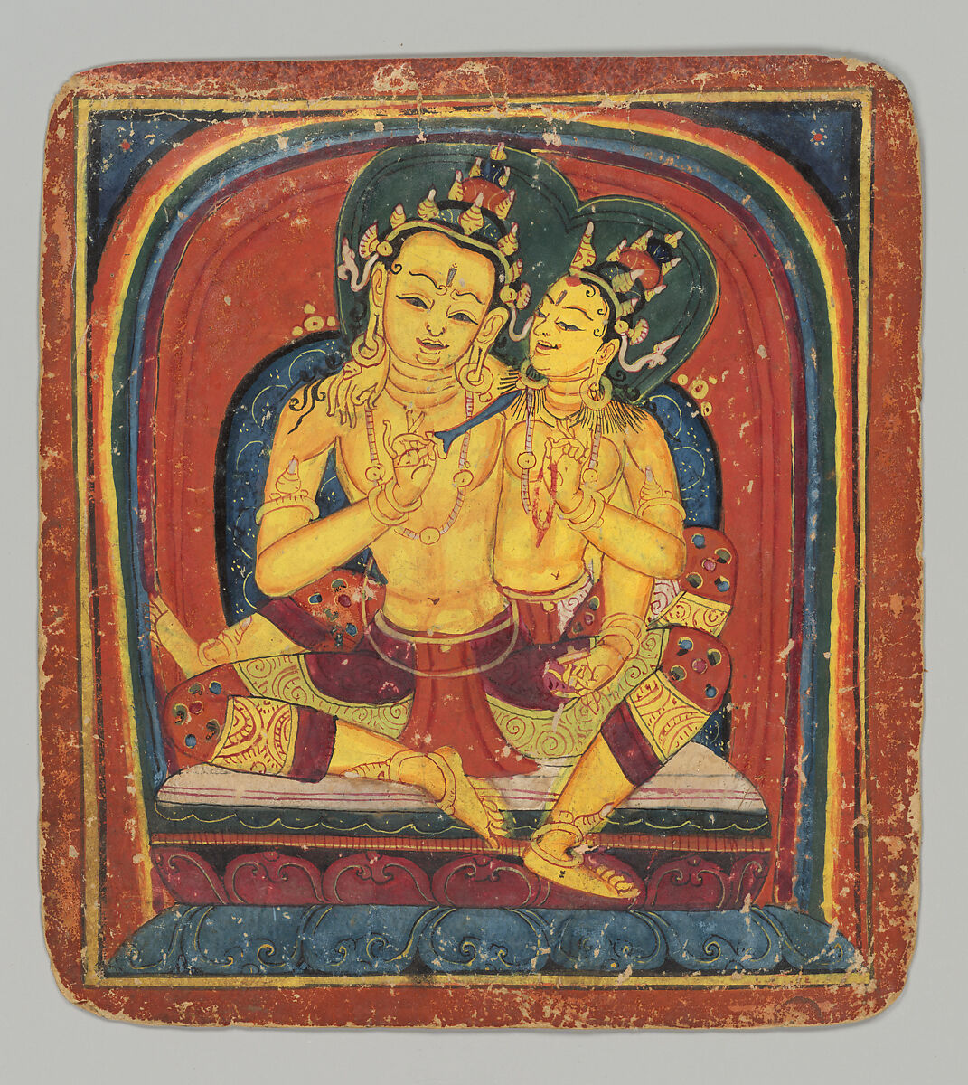 Initiation Card (Tsakalis): Akashagarbha, Opaque watercolor on paper, Tibet 
