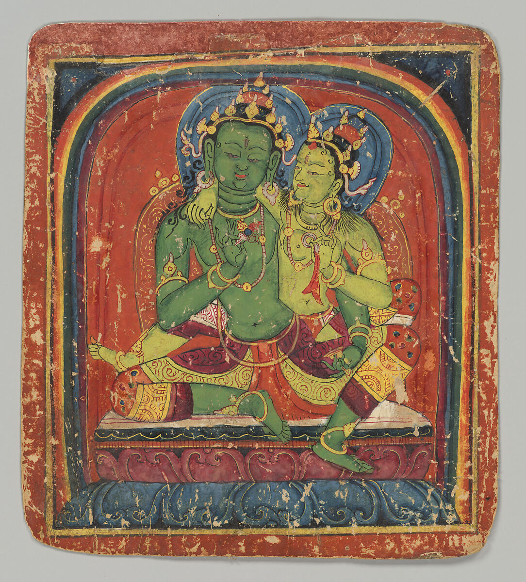 Initiation Card (Tsakalis): Vajrapani, Opaque watercolor on paper, Tibet 