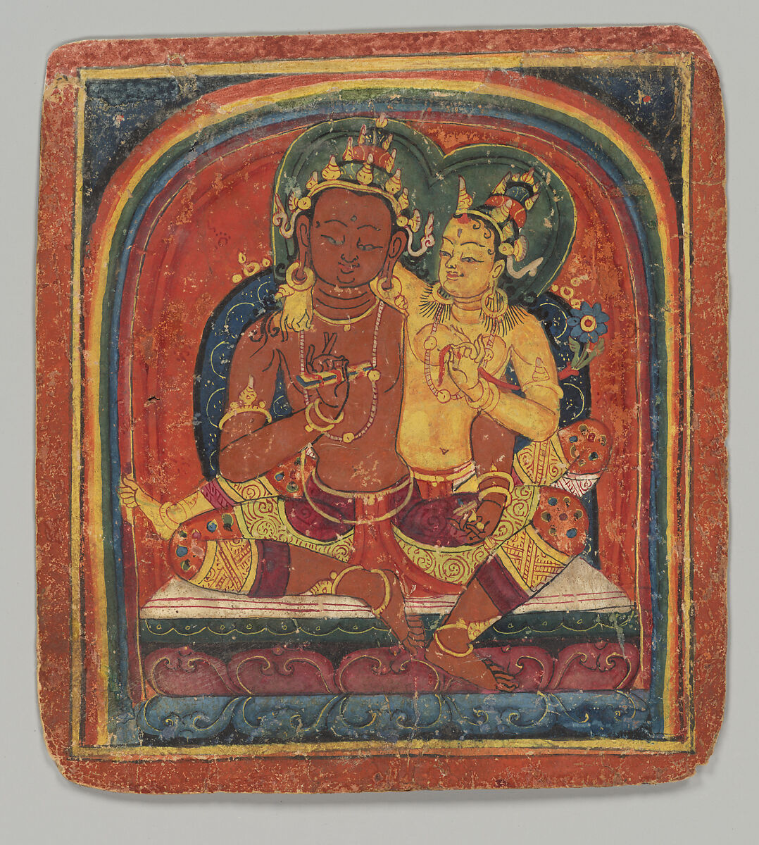 Initiation Card (Tsakalis): Nirvana Vishkambhin, Opaque watercolor on paper, Tibet 