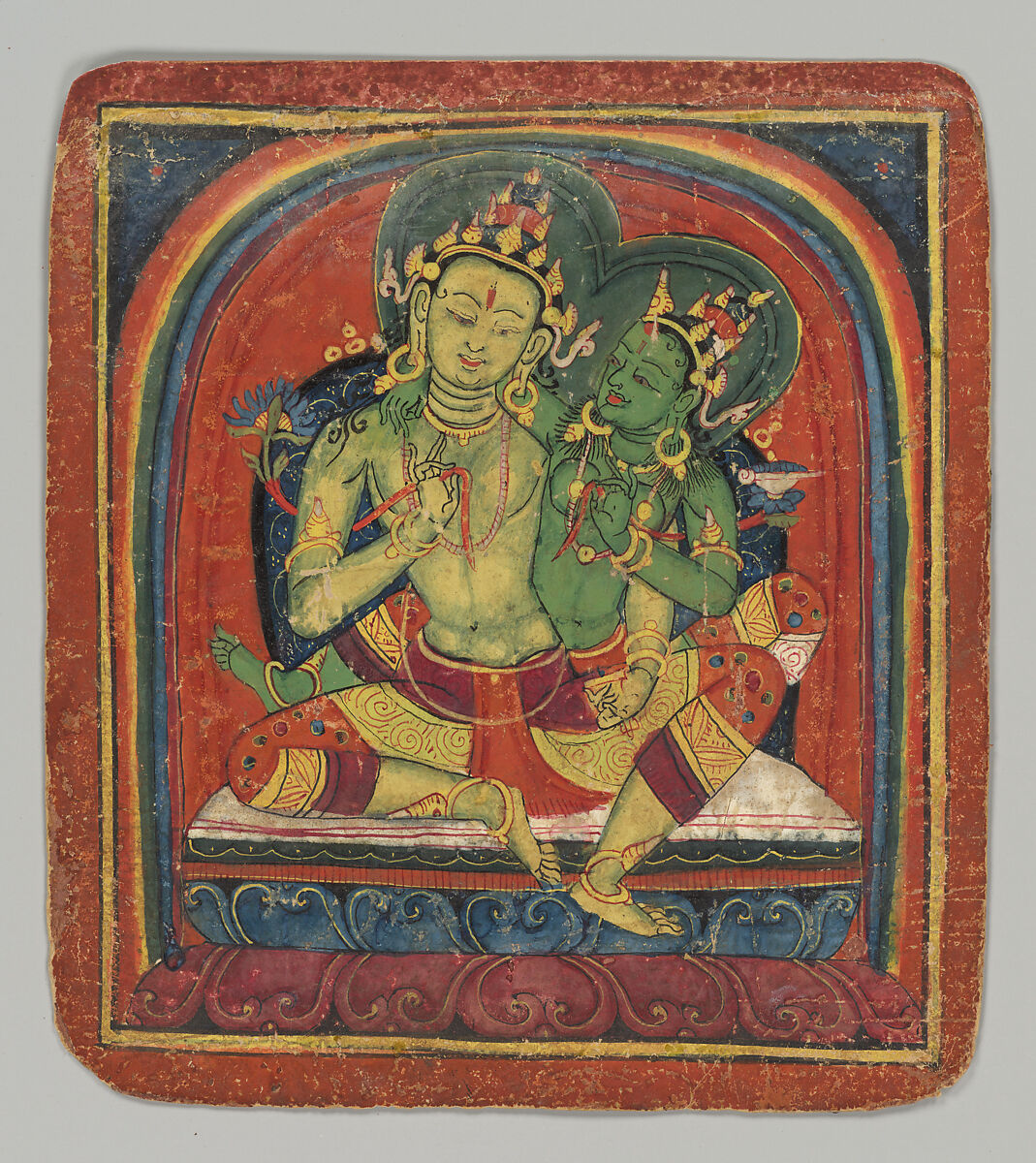 Initiation Card (Tsakalis): Manjushri, Opaque watercolor on paper, Tibet 