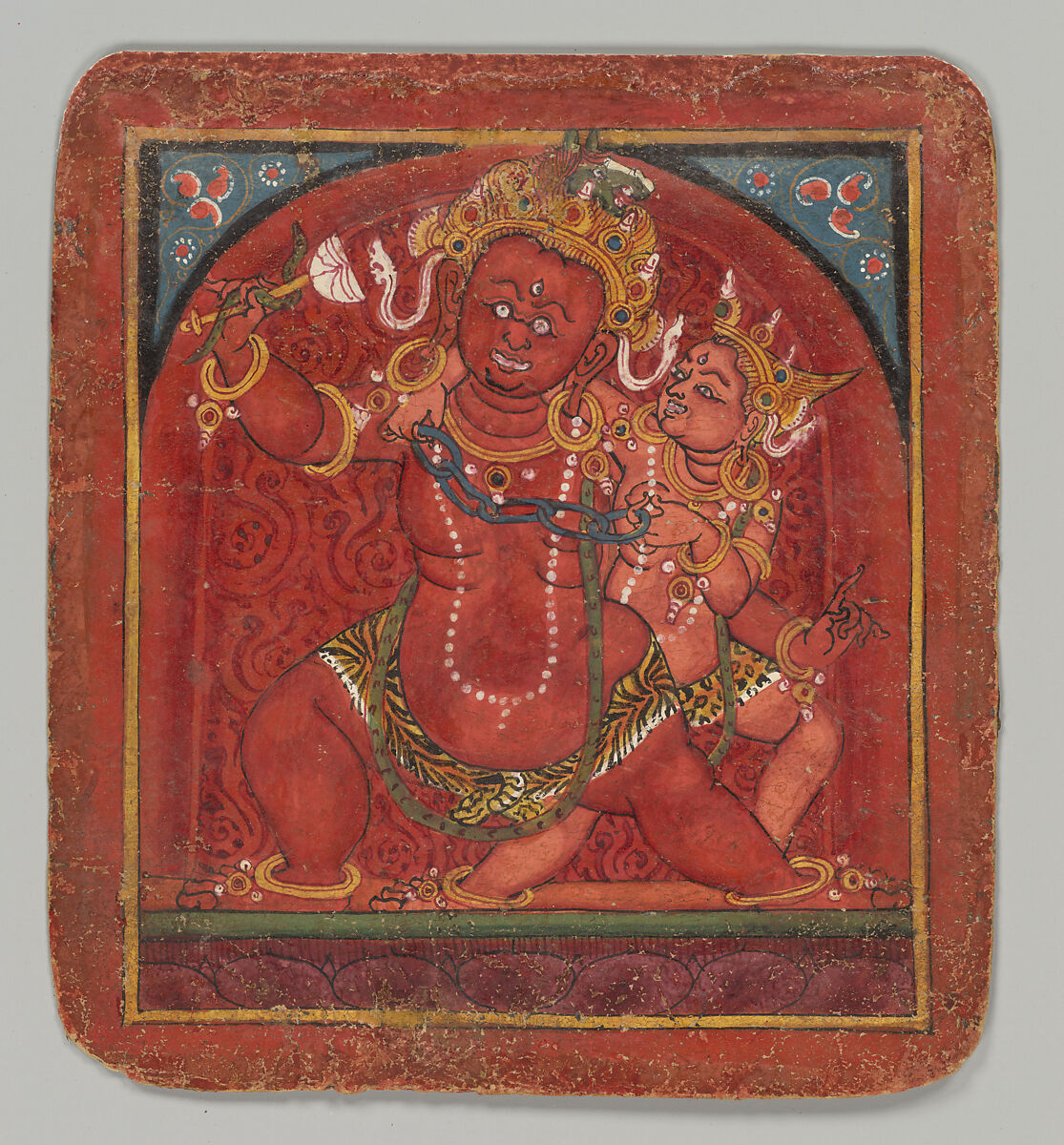 Initiation Card (Tsakalis): Hayagriva, Opaque watercolor on paper, Tibet 