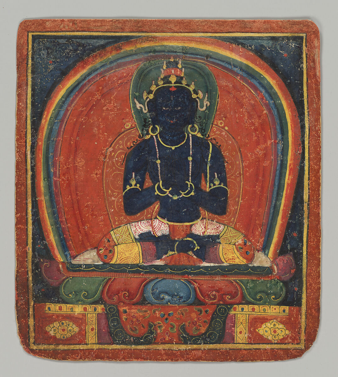 Initiation Card (Tsakalis): Samanthabhadri (Consort), Opaque watercolor on paper, Tibet 