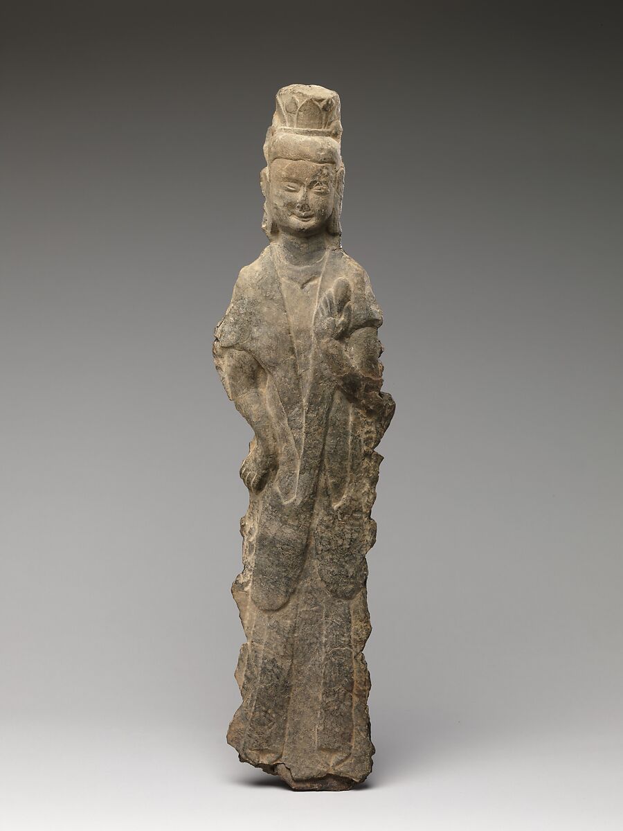 Attendant bodhisattva, Limestone, China 