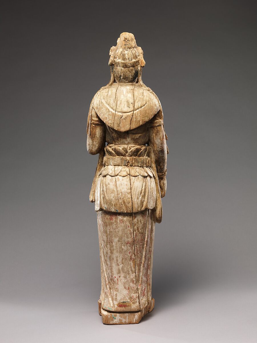 Bodhisattva, Wood (foxglove) with pigment; single-woodblock construction, China