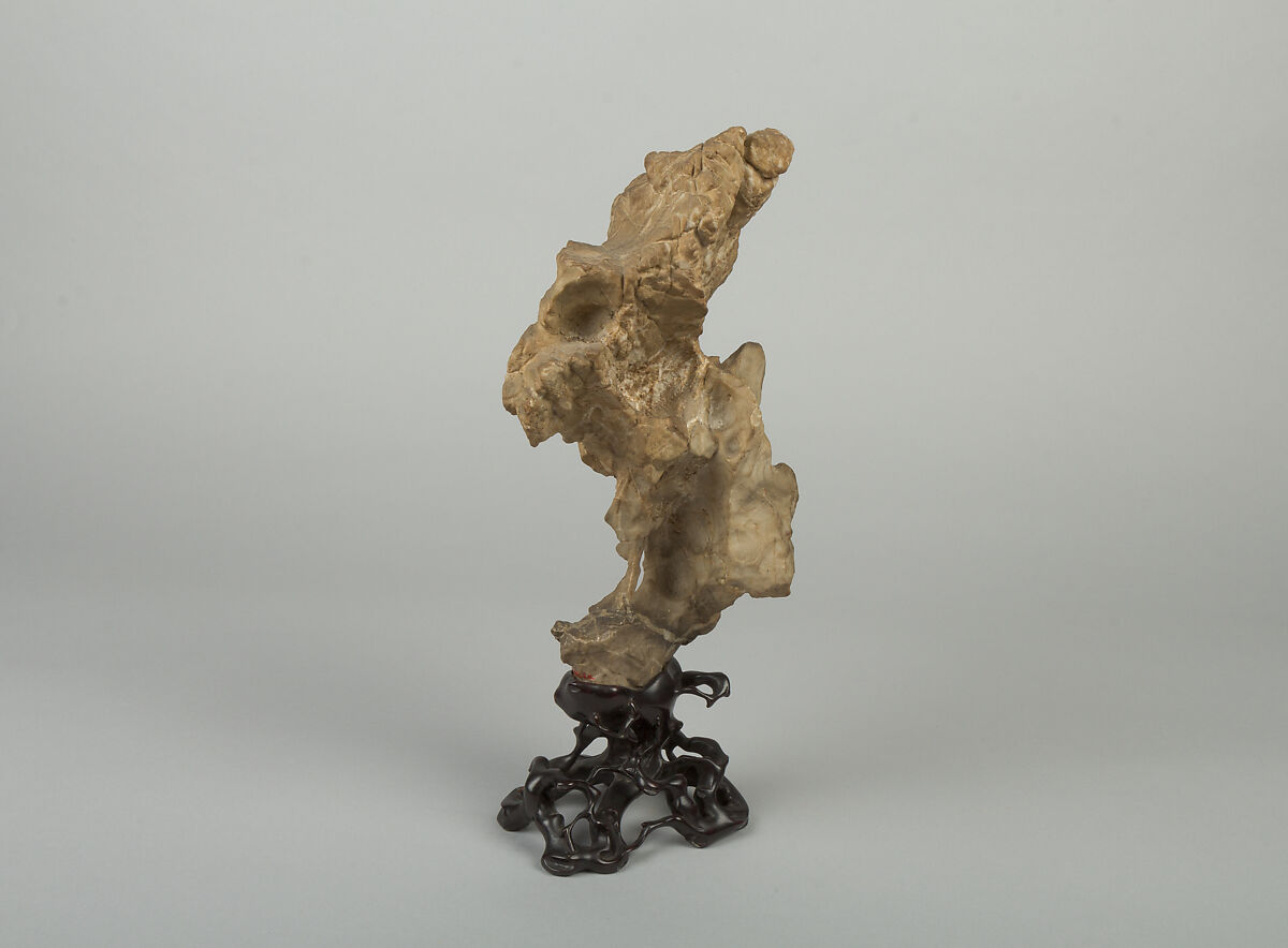 Scholar's rock, Taihu limestone; wood base, China