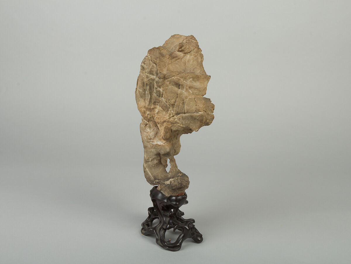 Scholar's rock, Taihu limestone; wood base, China