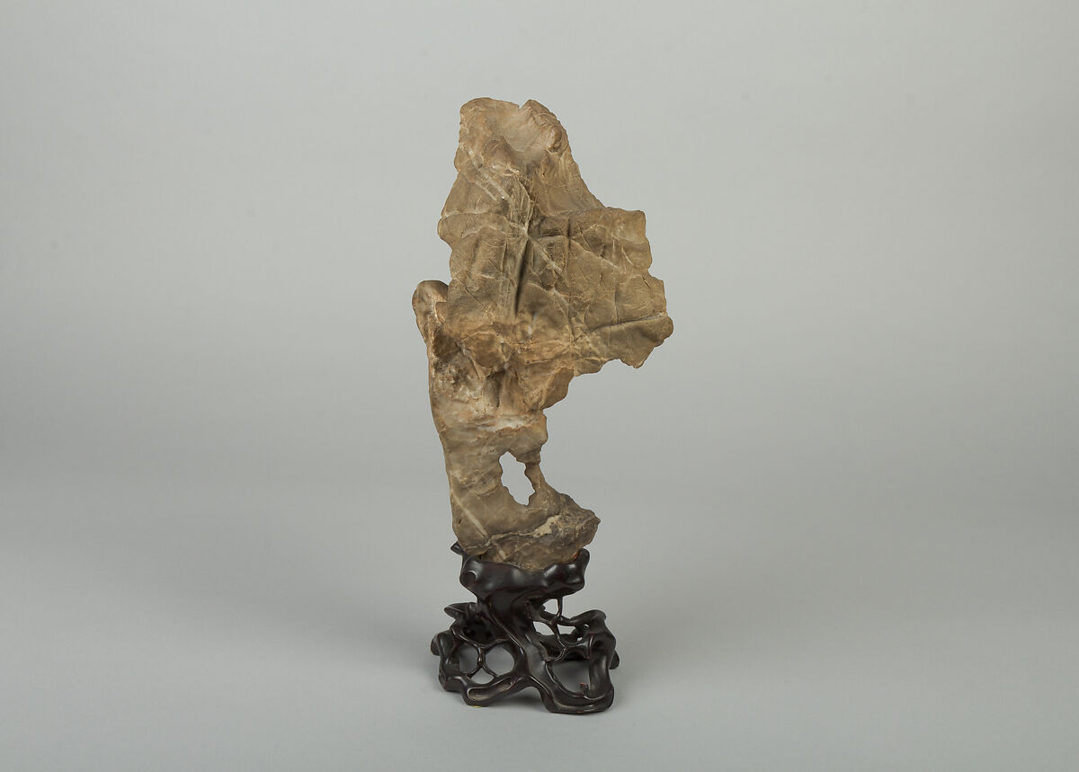 Scholar's rock, Taihu limestone; wood base, China