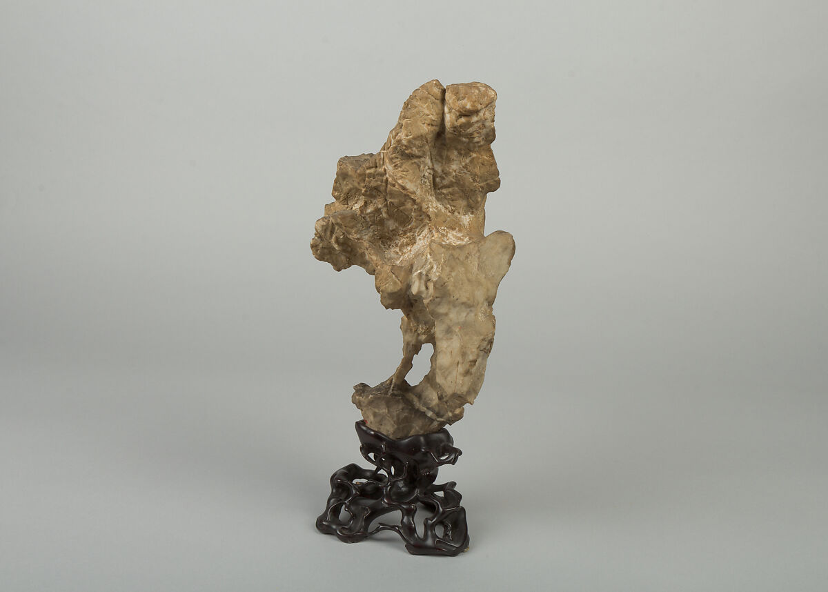 Scholar's rock, Taihu limestone; wood base, China