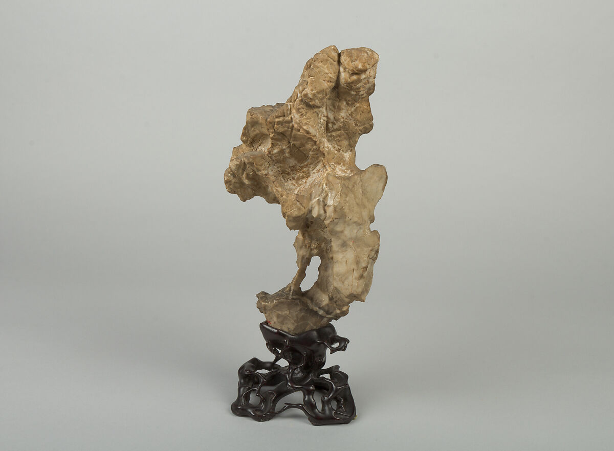 Scholar's rock, Taihu limestone; wood base, China