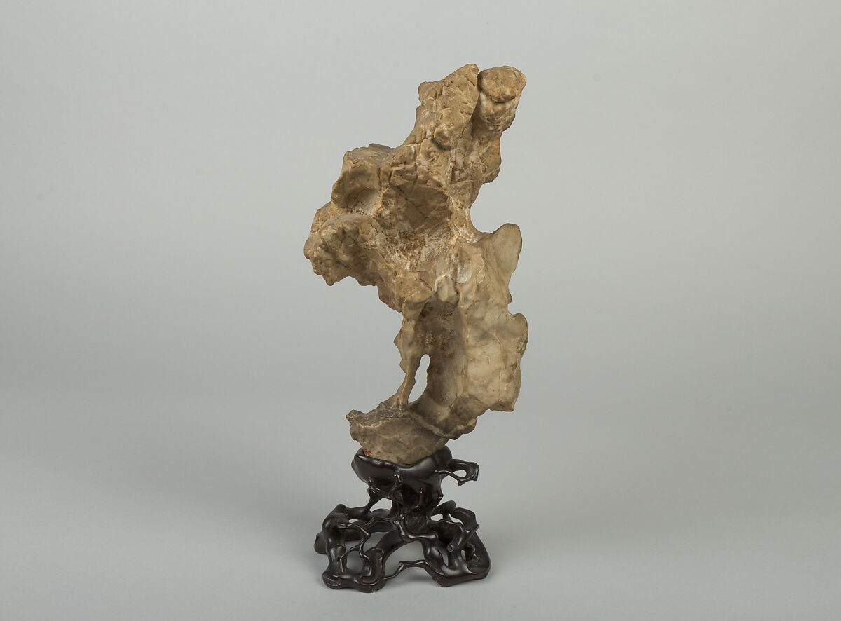 Scholar's rock, Taihu limestone; wood base, China