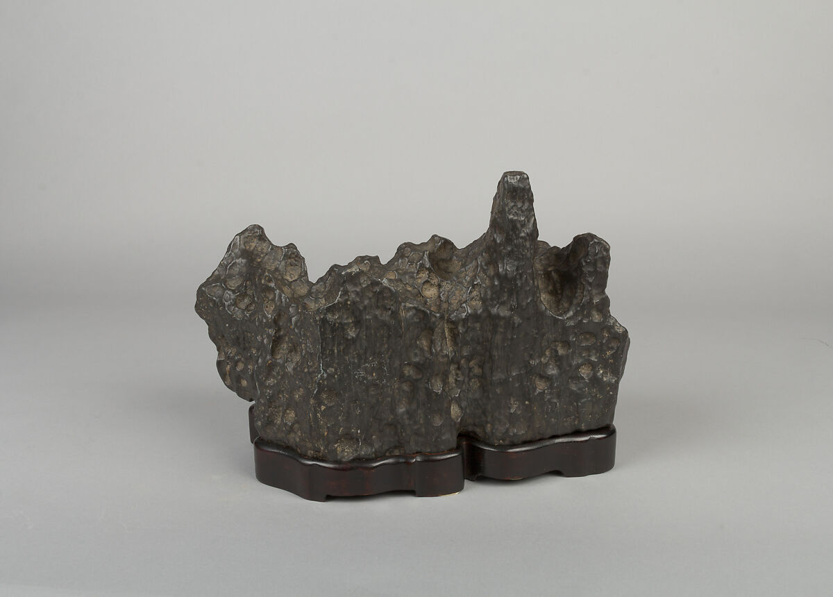 Scholar's rock, Lingbi limestone with wood base, China