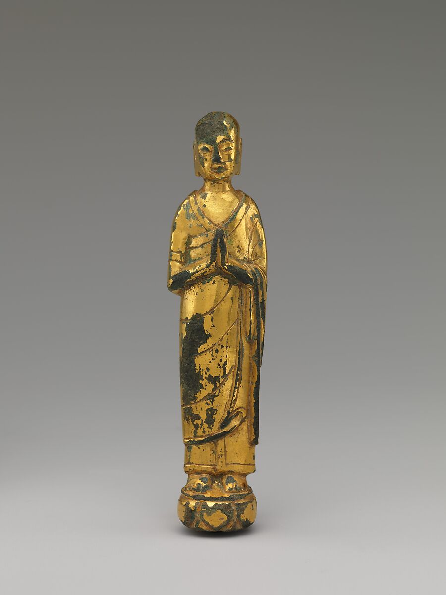 Buddhist monk, Gilt leaded bronze, piece-mold cast, China 