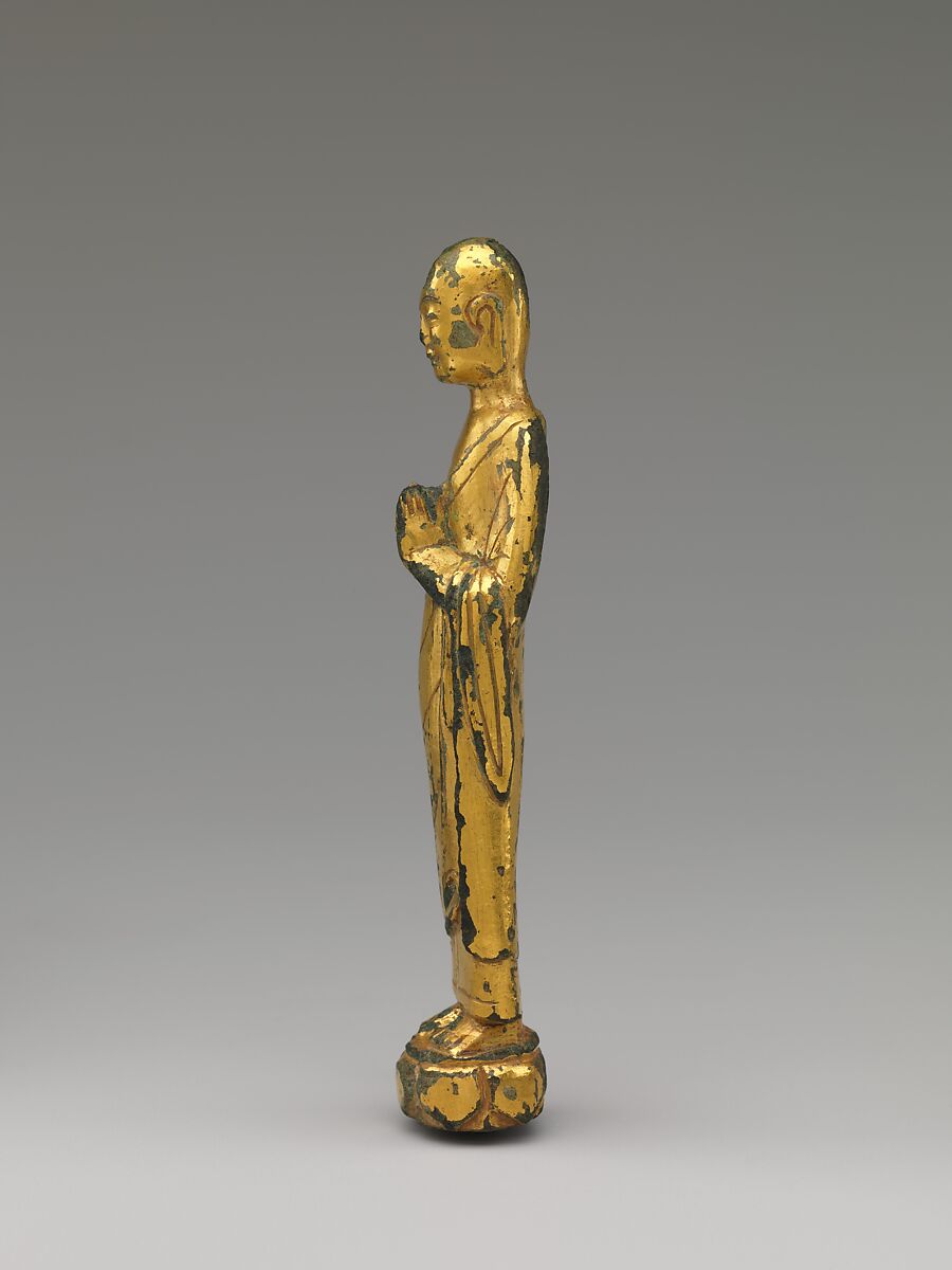 Buddhist monk, Gilt leaded bronze, piece-mold cast, China