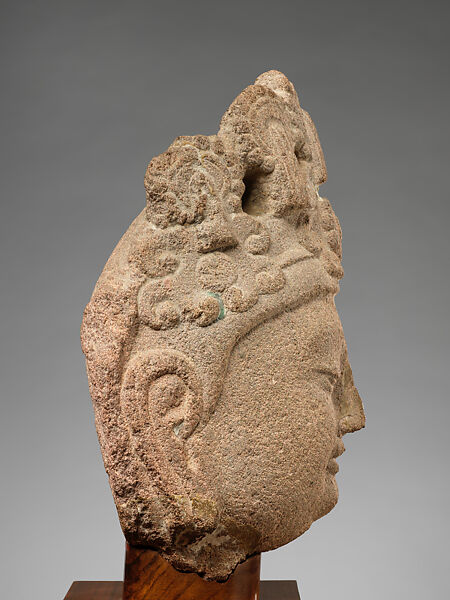 Buddhist Head with Jeweled Headdress, Sandstone, China