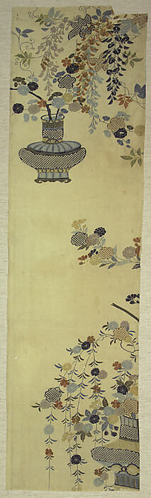 Kosode Fragment, Ground of white crepe (chirimen), Japan 