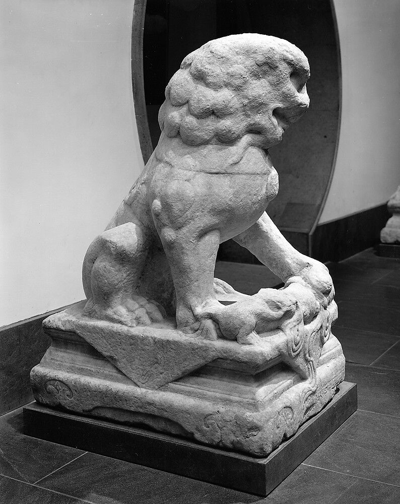 Seated Lion (one of a pair), Marble, China