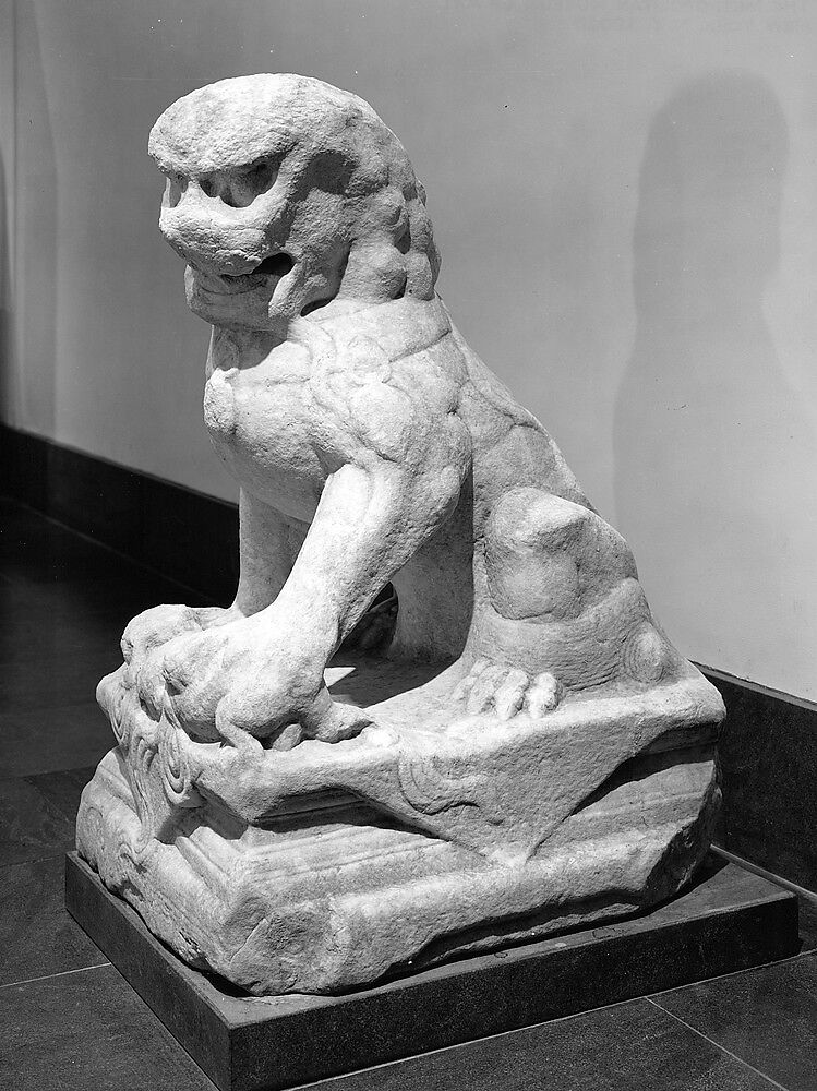 Seated Lion (one of a pair), Marble, China