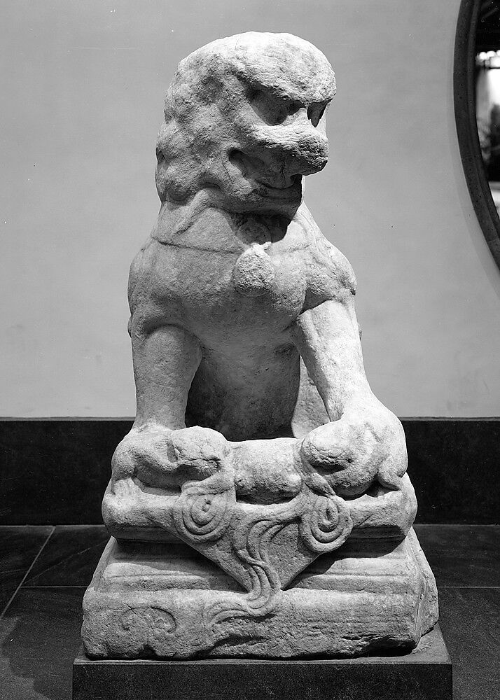 Seated Lion (one of a pair), Marble, China 